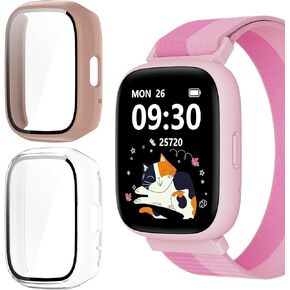 Compatible for BIGGERFIVE Smart Watch Case, Lamshaw Hard PC Case with Screen Protector Compatible with BIGGERFIVE BW02 Smart Watch/Brave 2-1.8 inches (Black+Clear)
