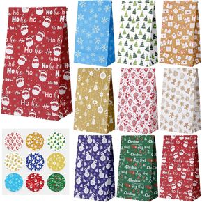 Jetec 90 Pieces Christmas Treat Bags Bulk Christmas Gift Bags Christmas Goodie Bags Paper Lunch Bags 9 Assorted Designs Holiday Goody Bags Xmas Party Bags for Christmas Gift Wrapping in Saudi Arabia