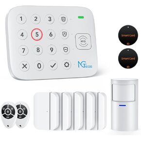 NGTeco 11-Piece Wireless Alarm System with Keypad, Wi-Fi Security Kit, Door Sensors & Motion Detector - 120dB Siren, Alexa & Google Compatible, DIY Installation, 0 Monthly Fee