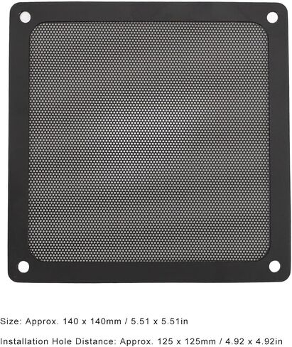 4Pcs 140mm Fan Dust Filter Mesh, Magnetic Dust Cover Computer Fan Filter Grills PC Cooler Filter Dust Proof PVC Cover (Black) in Saudi Arabia