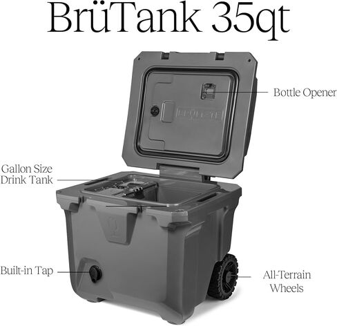 Brütmate Brütank Wheeled Hard Booder مع خزان موزع مشروب مدمج وابنه | مثالي للشاطئ ، والشراب ، والمشروبات ، والتخييم ، والألعاب الرياضية ، والحفلات والمزيد in Kuwait