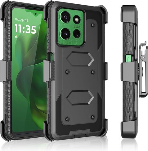 Tekcoo Holster Case For Motorola Moto G Power 5G | 2025 Only | XT2515 [Tshell] Shock Absorbing [Built-in Screen Protector] [Kickstand Locking Belt Clip] Carrying Swivel Defender Full Body Cover -Black in Saudi Arabia
