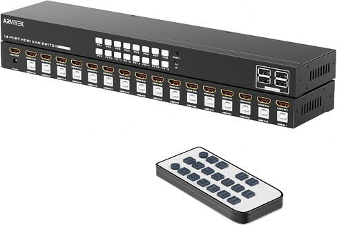 محول HDMI KVM 8 منافذ 4K@30 هرتز، محول KVM 8 في 1 مع محاور USB2.0 + جهاز تحكم عن بعد بالأشعة تحت الحمراء + محدد سطح المكتب + 8 قطع كابلات 2 في 1 كيلو فولت إم in Saudi Arabia