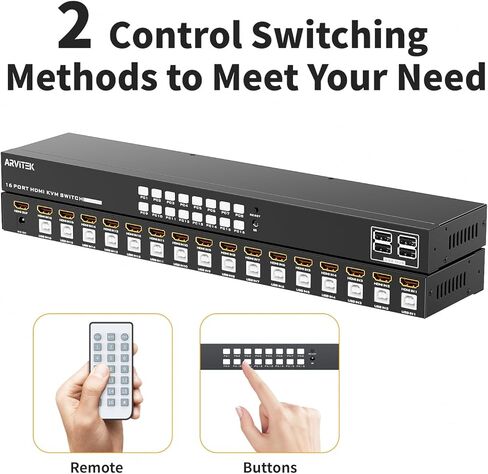 محول HDMI KVM 8 منافذ 4K@30 هرتز، محول KVM 8 في 1 مع محاور USB2.0 + جهاز تحكم عن بعد بالأشعة تحت الحمراء + محدد سطح المكتب + 8 قطع كابلات 2 في 1 كيلو فولت إم in Saudi Arabia