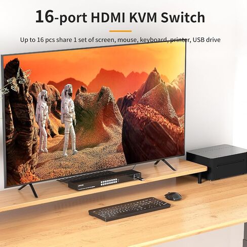 محول HDMI KVM 8 منافذ 4K@30 هرتز، محول KVM 8 في 1 مع محاور USB2.0 + جهاز تحكم عن بعد بالأشعة تحت الحمراء + محدد سطح المكتب + 8 قطع كابلات 2 في 1 كيلو فولت إم in Saudi Arabia