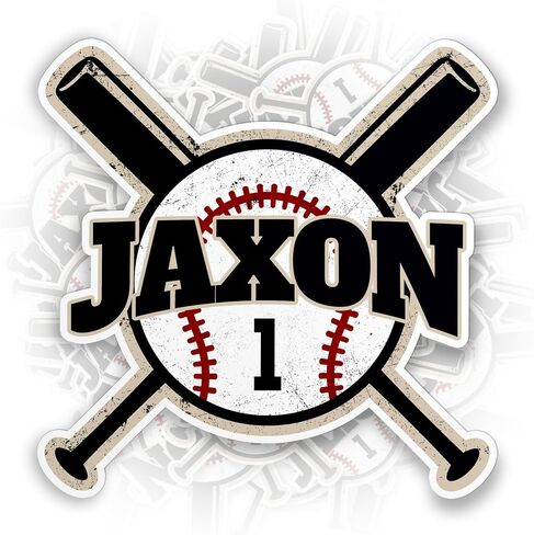 Personalized Custom Name Baseball Sticker Sports Name Softball Baseball Player Team Numbers Waterproof Die-Cut Vinyl Sticker for Water Bottle Laptop Hard Hat Kindle Decal Birthday Gift for Her Him in Kuwait