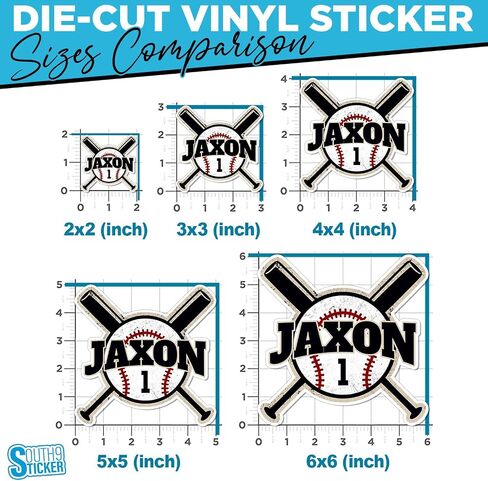 Personalized Custom Name Baseball Sticker Sports Name Softball Baseball Player Team Numbers Waterproof Die-Cut Vinyl Sticker for Water Bottle Laptop Hard Hat Kindle Decal Birthday Gift for Her Him in Kuwait