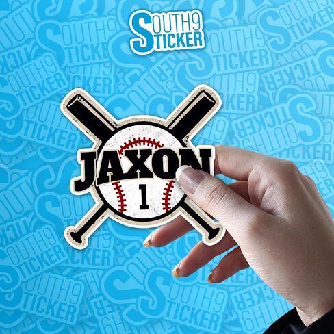 Personalized Custom Name Baseball Sticker Sports Name Softball Baseball Player Team Numbers Waterproof Die-Cut Vinyl Sticker for Water Bottle Laptop Hard Hat Kindle Decal Birthday Gift for Her Him in Kuwait