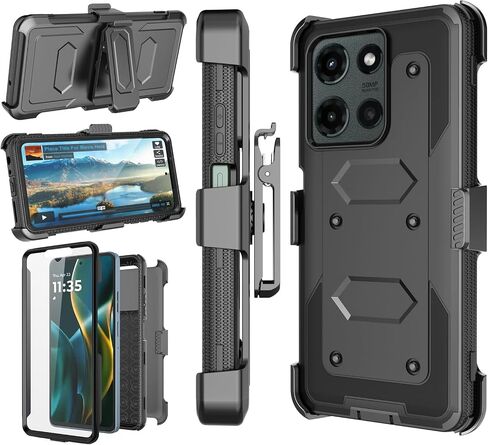 Njjex for Moto G 5G 2025 Case, for Motorola Moto G 5G 2025 Phone Holster Case, [Nbeck] Shockproof Heavy Duty Built-in Screen Protector Rugged Swivel Belt Clip Holster Kickstand Hard Cover [Green] in Saudi Arabia