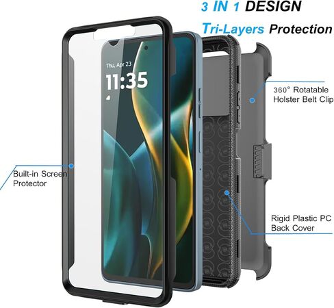 Njjex for Moto G 5G 2025 Case, for Motorola Moto G 5G 2025 Phone Holster Case, [Nbeck] Shockproof Heavy Duty Built-in Screen Protector Rugged Swivel Belt Clip Holster Kickstand Hard Cover [Green] in Saudi Arabia