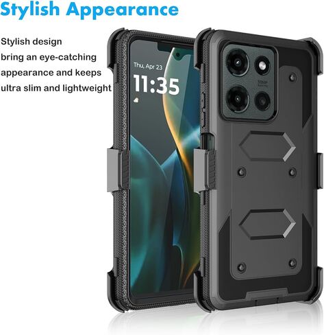 Njjex for Moto G 5G 2025 Case, for Motorola Moto G 5G 2025 Phone Holster Case, [Nbeck] Shockproof Heavy Duty Built-in Screen Protector Rugged Swivel Belt Clip Holster Kickstand Hard Cover [Green] in Saudi Arabia
