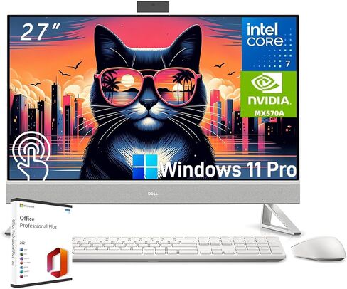 Dell Inspiron All-in-One Desktop, 27" FHD Touchscreen, Intel Core 7 150U, NVIDIA GeForce MX570A, 64 GB RAM, 4 TB SSD, Wi-Fi 6E, Windows 11 Pro, with Microsoft Office Lifetime License in Saudi Arabia