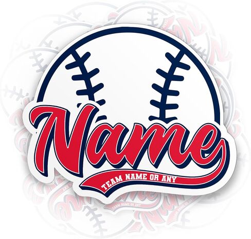 Personalized Custom Name Baseball Sticker Sports Name Softball Baseball Player Team Numbers Waterproof Die-Cut Vinyl Sticker for Water Bottle Laptop Hard Hat Kindle Decal Birthday Gift for Her Him in Kuwait