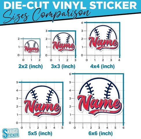 Personalized Custom Name Baseball Sticker Sports Name Softball Baseball Player Team Numbers Waterproof Die-Cut Vinyl Sticker for Water Bottle Laptop Hard Hat Kindle Decal Birthday Gift for Her Him in Kuwait