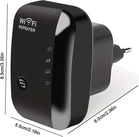WiFi Extender, Signal Booster, WiFi Range Extender, Wireless Network Repeater, Long Range Amplifier with Ethernet Port, One Touch Setup, Transmission Rate up to 300Mbps (Black) in Saudi Arabia