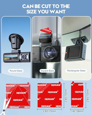 Adhesive Sticky Pads for Dash Cam Mount – 4-Pack Heat Resistant Double-Sided Sticker Replacement for Windshield Dashcam, Car Windscreen Dashboard Camera Holders Mounting Tape (Square & Rectangular) in Kuwait