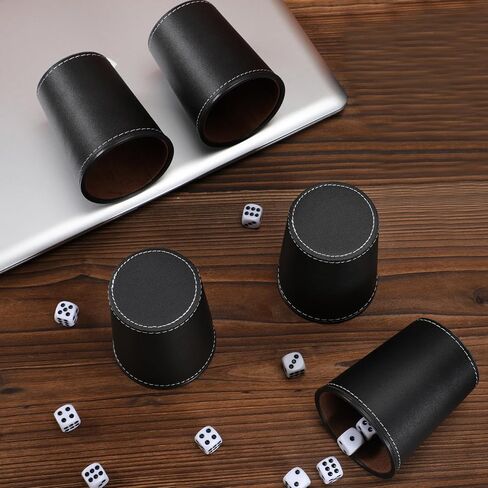 Party Games Leather Dice Cup Set, 5 Leather Dice Cups+25 Dice+1 Folding Tray Exclusive Storage and Transport Case Made of Faux Leather with Magnetic Closure in Kuwait