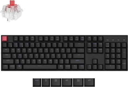 Keychron K10 Version 2, QMK Wireless Mechanical Gaming Keyboard, Full Size Hot-swappable Super Red Switch, RGB Bluetooth/USB-C Wired Professional Office Keyboard for Mac/Windows in Saudi Arabia