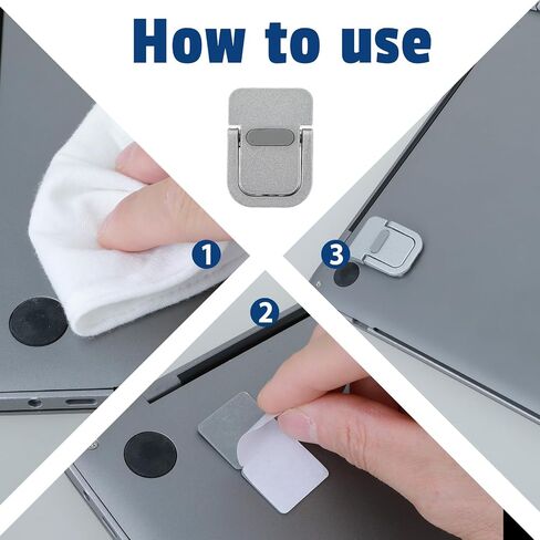 2Pcs Keyboard Riser, Self-Adhesive Mini Keyboard Stand for Desk Portable Laptop Feet Foldable Keyboards Lift for Most Keyboards (Silver) in Kuwait