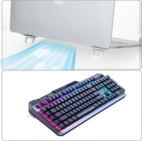 2Pcs Keyboard Riser, Self-Adhesive Mini Keyboard Stand for Desk Portable Laptop Feet Foldable Keyboards Lift for Most Keyboards (Silver) in Kuwait