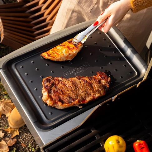 BLAZIN' GRILL Prep and Serve Trays | Set of 2 Stackable, Melamine Trays | Serving Tray & Marinating Tray | Serving Platter for Plating Food & BBQ Prep Tub for Marinating Meats | Grill Accessories | in Saudi Arabia