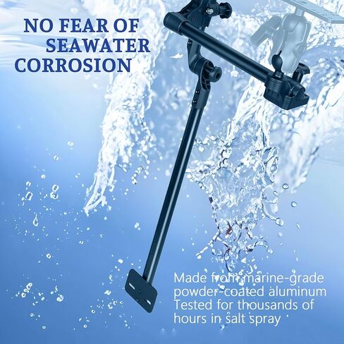 Livescope Transducer Pole Mount Kayak, Marine-Grade Aluminum Mount for Garmin/Lowrance, Adjustable Depth 360° Rotating Transducer, Drill-Down Base with 1.5'' Ball in Kuwait