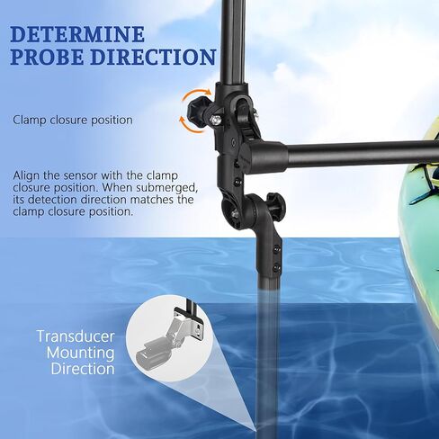Livescope Transducer Pole Mount Kayak, Marine-Grade Aluminum Mount for Garmin/Lowrance, Adjustable Depth 360° Rotating Transducer, Drill-Down Base with 1.5'' Ball in Kuwait