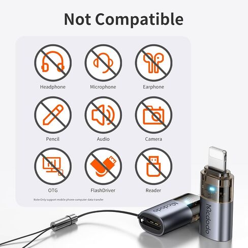 mcdodo 36W USB-C to Lightning Adapter with Lanyard, Type-C to Lightning Adapter PD Fast Charging for iPhone/AirPods/Original MacBook, Support Charging&Data Transmission in Saudi Arabia