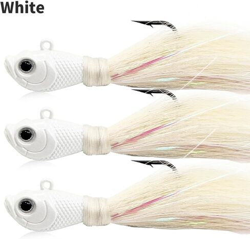 Bucktail Jigs Saltwater 3Pcs/5Pcs Fish Hair Jig Lure Hooks,Fishing Hair Swimbait Jig Head Deer Hair Jig Surf Fishing for Walleye Striper in Kuwait