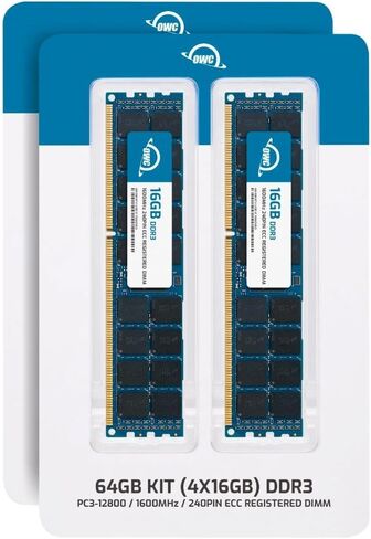 OWC 64GB (4x16GB) DDR3 1600 PC3-12800 CL11 2Rx4 240-pin 1.5V ECC Registered RDIMM Memory RAM Module Upgrade Kit Compatible with Supermicro SuperServer Series 1017GR 1017R in Saudi Arabia