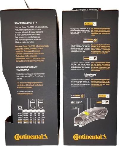 Continental Grand Prix 5000 S TR 700x25 Black/Transparent - Tubeless Ready - Pack of 2 Tires in Saudi Arabia
