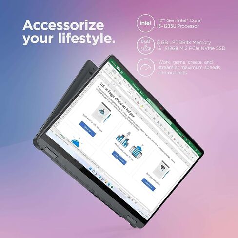 Lenovo Flex 5i 2-in-1 Laptop-14 "FHD Touchscreen ، Intel 10-Core I5-1235U ، 8GB RAM ، 512GB SSD+ 64GB SD CARD in Kuwait