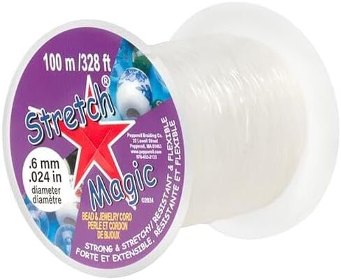 Stretch Magic Bead & Jewelry Cord - Strong & Stretchy, Easy to Knot - Clear Color - 0.6mm Diameter - 100-meter (328 ft) Spool - Elastic String for Making Beaded Jewelry in Saudi Arabia