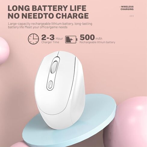 Wireless Mouse, Dual Mode 2.4G/BT5.1 Gaming Mouse, 12000 DPI Rechargeable Computer Mouse, Lightweight 70g, Ergonomic Silent Mice for Laptop/PC/Mac/Tablet (White) in Kuwait