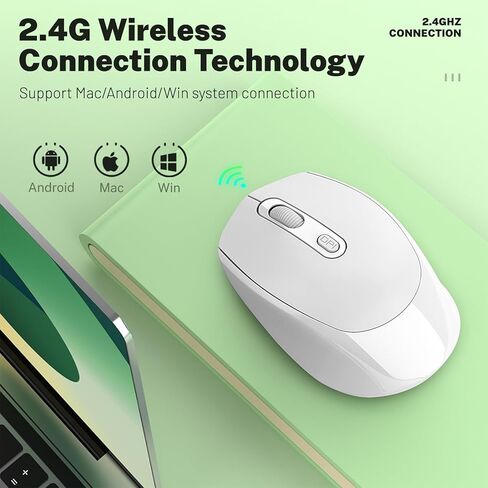 Wireless Mouse, Dual Mode 2.4G/BT5.1 Gaming Mouse, 12000 DPI Rechargeable Computer Mouse, Lightweight 70g, Ergonomic Silent Mice for Laptop/PC/Mac/Tablet (White) in Kuwait
