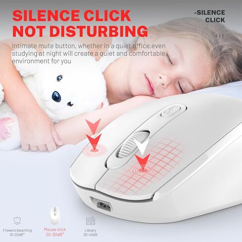 Wireless Mouse, Dual Mode 2.4G/BT5.1 Gaming Mouse, 12000 DPI Rechargeable Computer Mouse, Lightweight 70g, Ergonomic Silent Mice for Laptop/PC/Mac/Tablet (White) in Kuwait