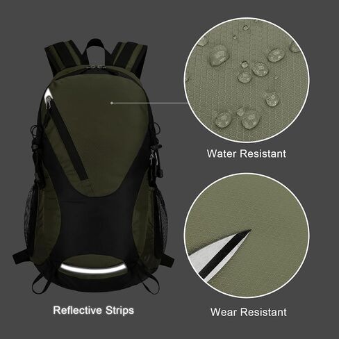 30L Hiking Backpack Men Women, Lightweight Rucksack Backpack with Adjustable Chest Strap, Nylon Casual Daypack Backpack for Camping Biking Outdoor Cycling, Green in Kuwait