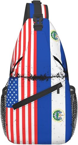 American Salvadorian Flag Salvadoreños Roots Sling Bag Casual Crossbody Bag Sports Shoulder Backpack Travel Chest Pack Cycling Cross Bags Gym Hiking Daypack in Kuwait