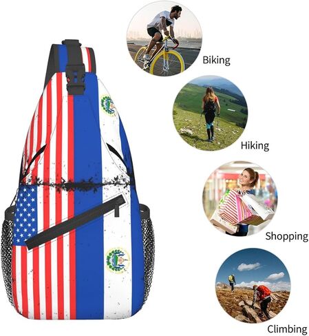 American Salvadorian Flag Salvadoreños Roots Sling Bag Casual Crossbody Bag Sports Shoulder Backpack Travel Chest Pack Cycling Cross Bags Gym Hiking Daypack in Kuwait