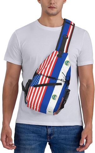 American Salvadorian Flag Salvadoreños Roots Sling Bag Casual Crossbody Bag Sports Shoulder Backpack Travel Chest Pack Cycling Cross Bags Gym Hiking Daypack in Kuwait