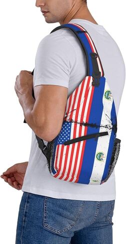 American Salvadorian Flag Salvadoreños Roots Sling Bag Casual Crossbody Bag Sports Shoulder Backpack Travel Chest Pack Cycling Cross Bags Gym Hiking Daypack in Kuwait