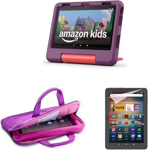 Amazon Fire HD 8 Kids Tablet Bundle (32 جيجابايت ، العنب) مع حامي الأكمام والشاشة in Saudi Arabia