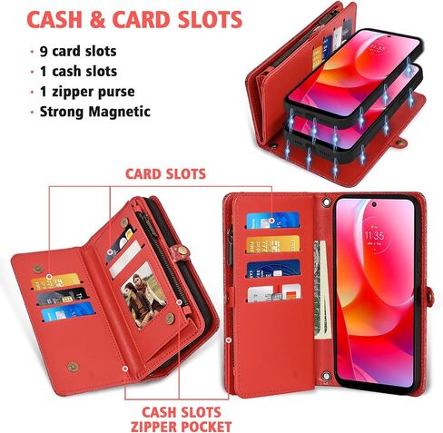 Asuwish Phone Case for Motorola Moto G Power 2022/MotoG Play 2023/G Pure 2021 Zipper Wallet Cell Cover with Screen Protector Lanyard Flip Card Holder XT2165DL XT2163DL XT2165-5 XT2271-5 Women Black in Saudi Arabia