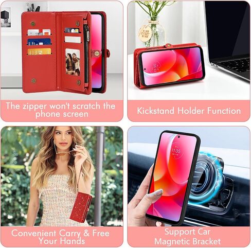 Asuwish Phone Case for Motorola Moto G Power 2022/MotoG Play 2023/G Pure 2021 Zipper Wallet Cell Cover with Screen Protector Lanyard Flip Card Holder XT2165DL XT2163DL XT2165-5 XT2271-5 Women Black in Saudi Arabia