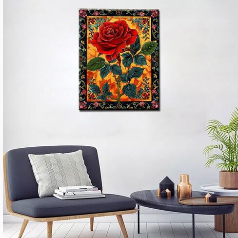 Tucocoo DIY Paint by Numbers for Adults Pink Flowers-a Beautiful Vintage Old Style Adult Painting by Numbers, Adults' Paint-by-Number Kits & Kit on Canvas, Flower Crafts for Adults Women, with Frame in Kuwait