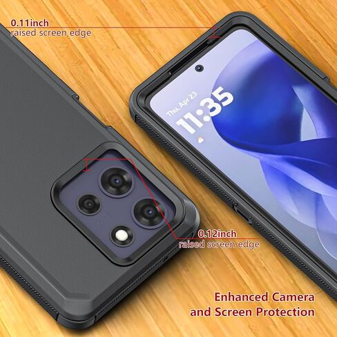 علبة هاتف مقاومة للصدمات لـ Motorola Moto G Power 5G 2025/Moto G Play 2025 مع حزام حزام حزام ، وغطاء وقائي قوي للكامل مع Kickstand & Holster (أسود) in Kuwait
