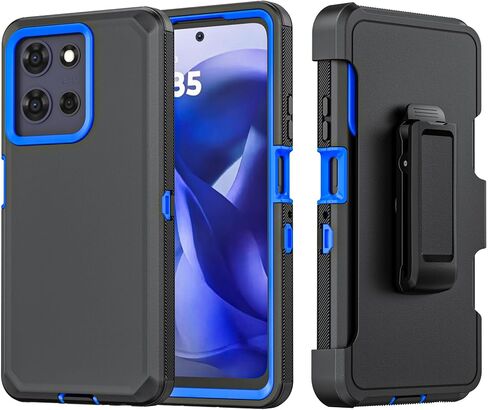 علبة هاتف مقاومة للصدمات لـ Motorola Moto G Power 5G 2025/Moto G Play 2025 مع حزام حزام حزام ، وغطاء وقائي قوي للكامل مع Kickstand & Holster (أسود) in Kuwait