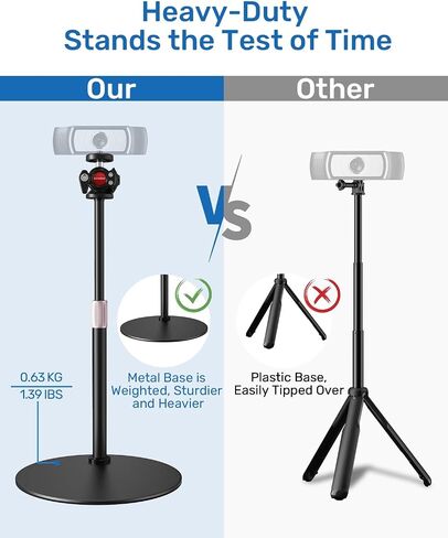Webcam Stand, Upgraded 23.8'' Height Adjustable Desktop Mount with Cell Phone Clamp for Logitech Webcam C922 C930e C920S C920 C615 C960 C920x BRIO 4K and Other Devices with 1/4" Thread in Saudi Arabia