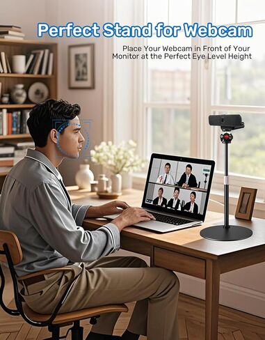 Webcam Stand, Upgraded 23.8'' Height Adjustable Desktop Mount with Cell Phone Clamp for Logitech Webcam C922 C930e C920S C920 C615 C960 C920x BRIO 4K and Other Devices with 1/4" Thread in Saudi Arabia