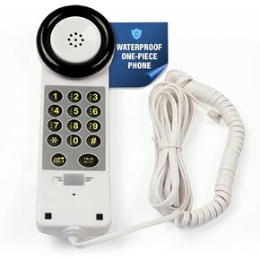 XL88WP - Easy to Use One Piece Telephone with Visual Ring Light Indicator, Ultrasonically Sealed Water Resistant Landline Phone - Full Range Volume Control with High Visibility Keypad - White